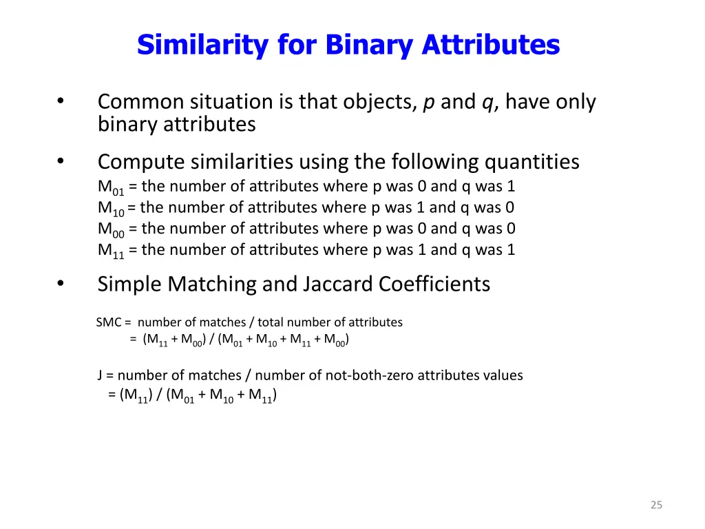 similarity for binary attributes