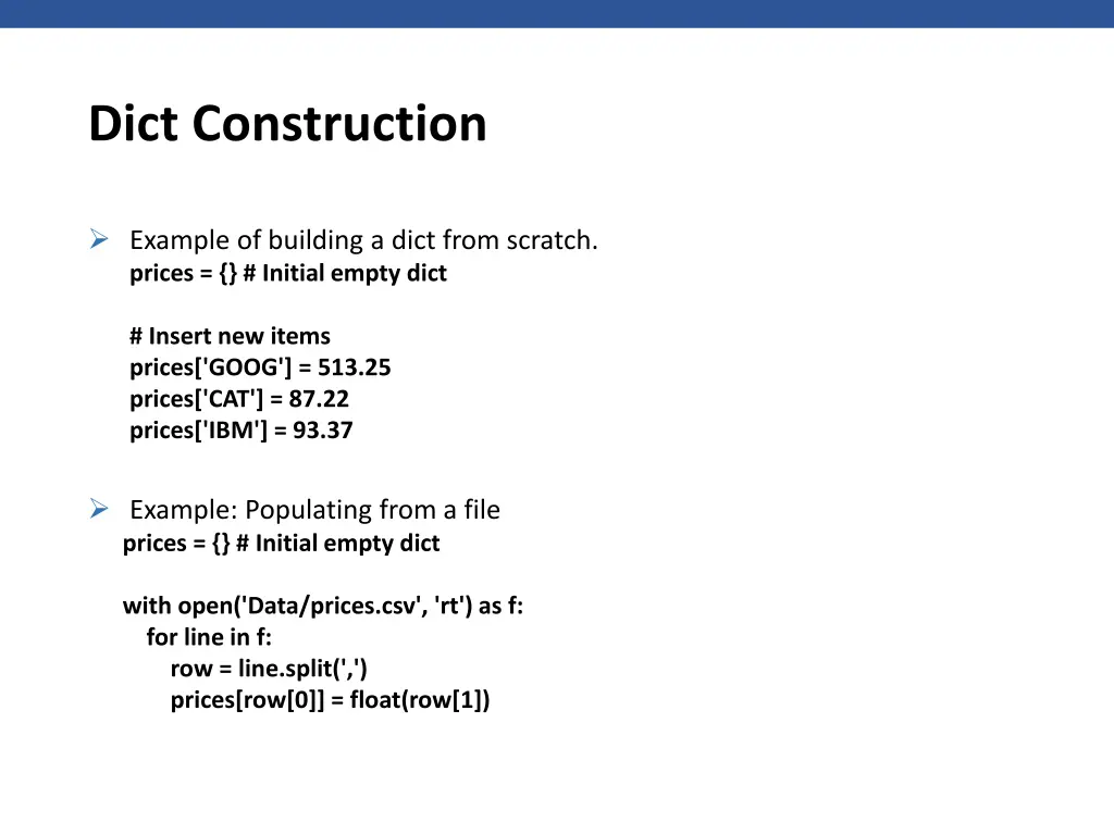 dict construction