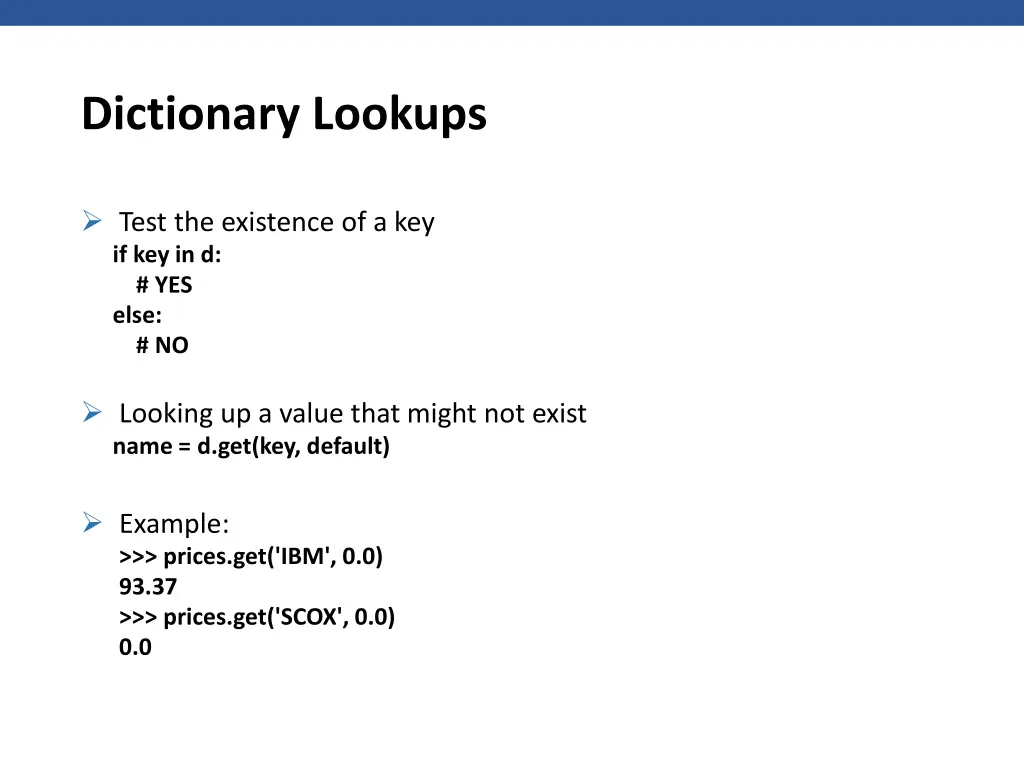dictionary lookups