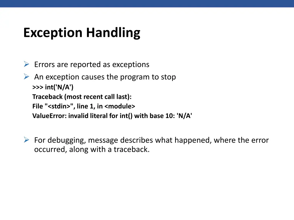 exception handling