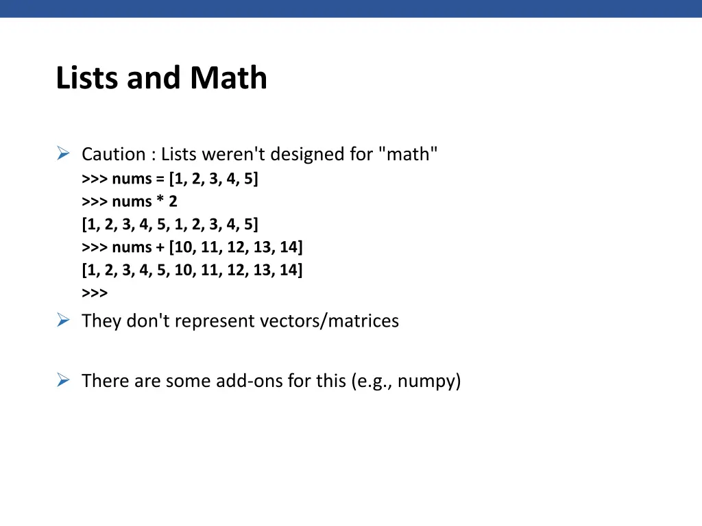 lists and math