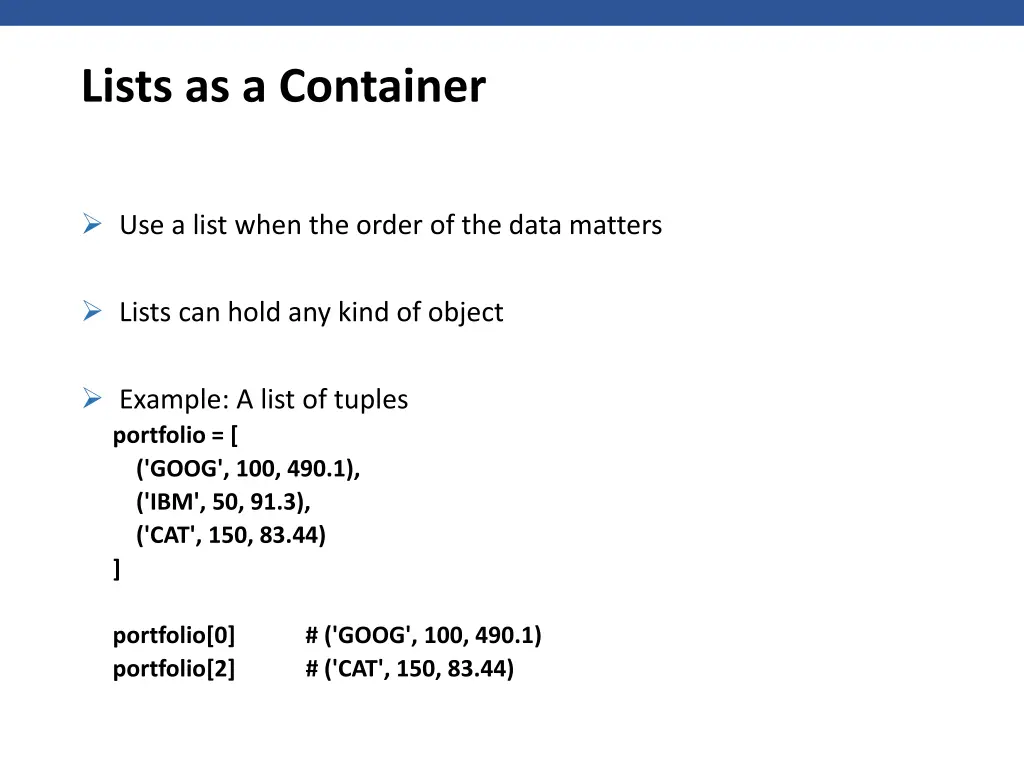 lists as a container