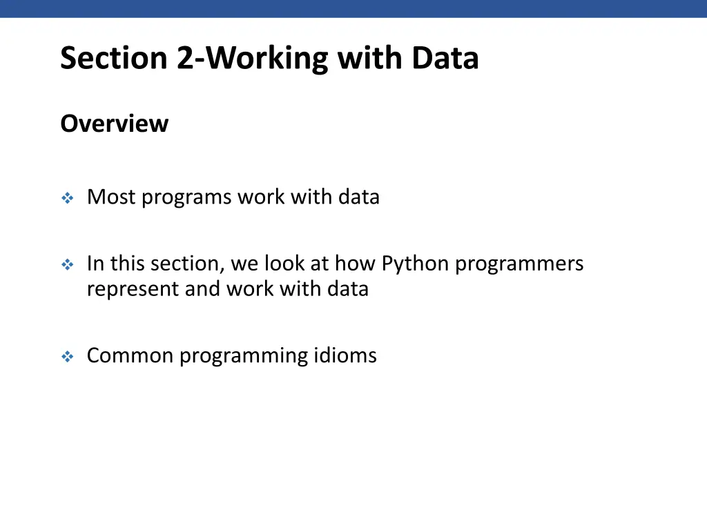 section 2 working with data