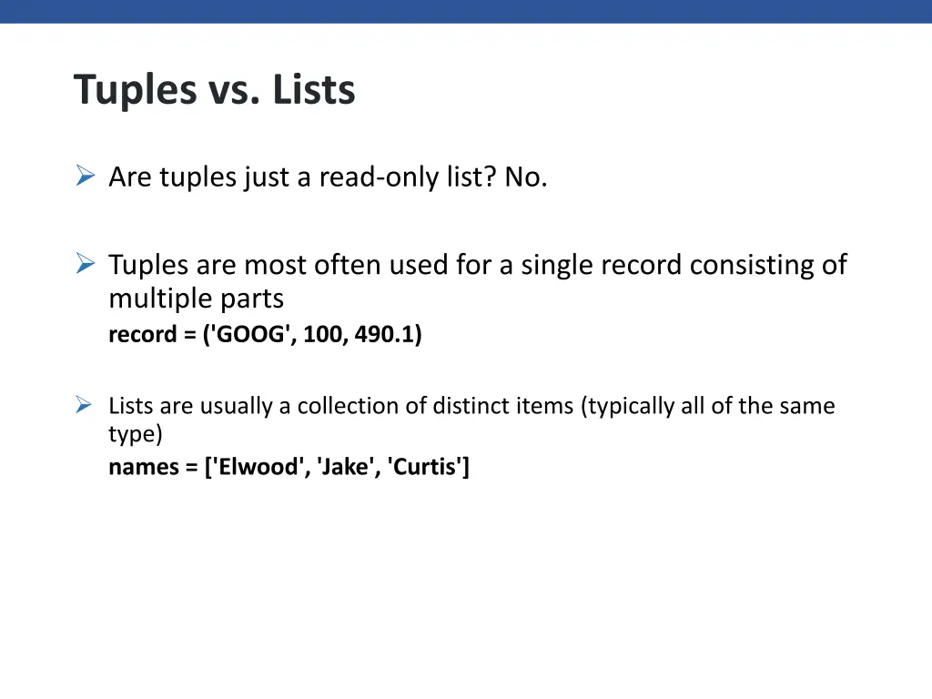 tuples vs lists