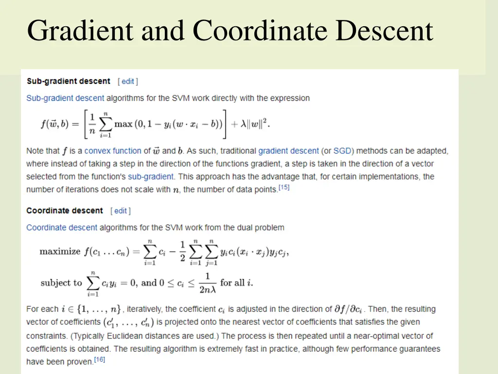 gradient and coordinate descent