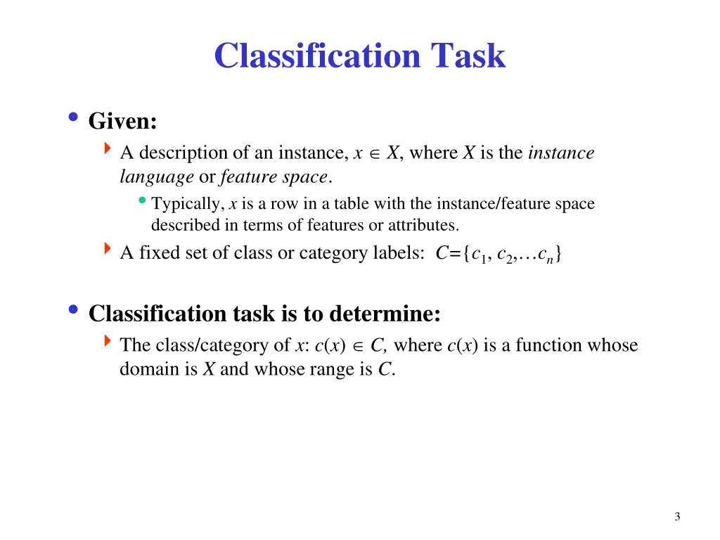 classification task