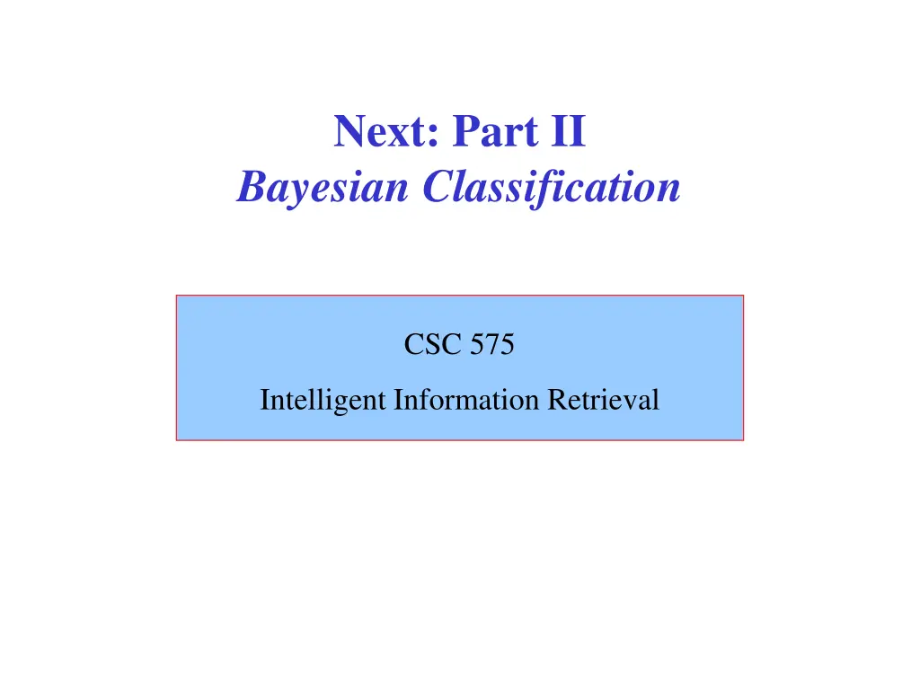 next part ii bayesian classification