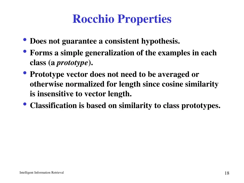 rocchio properties