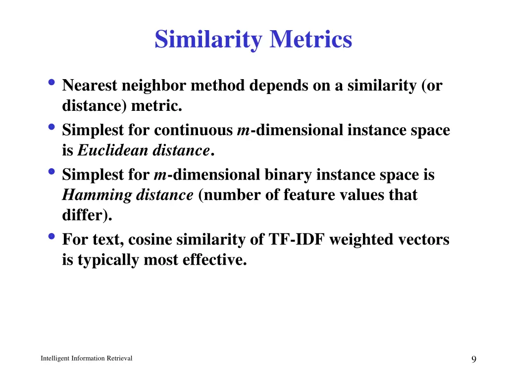 similarity metrics