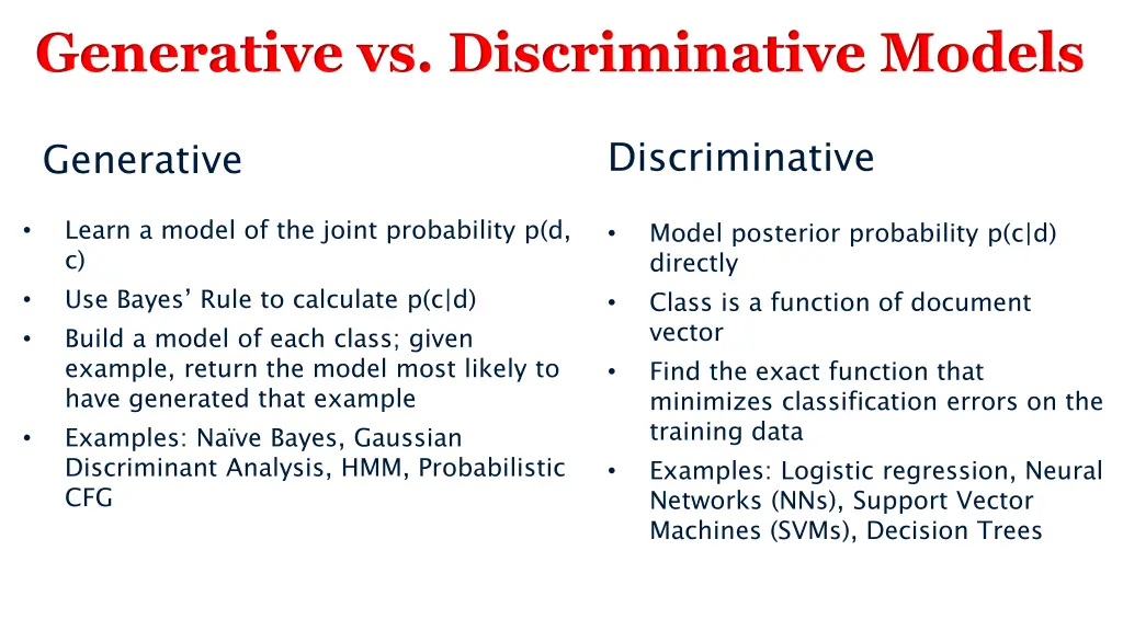 generative vs discriminative models