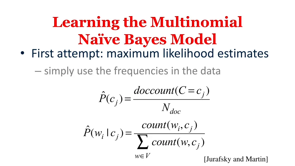 learning the multinomial na ve bayes model first