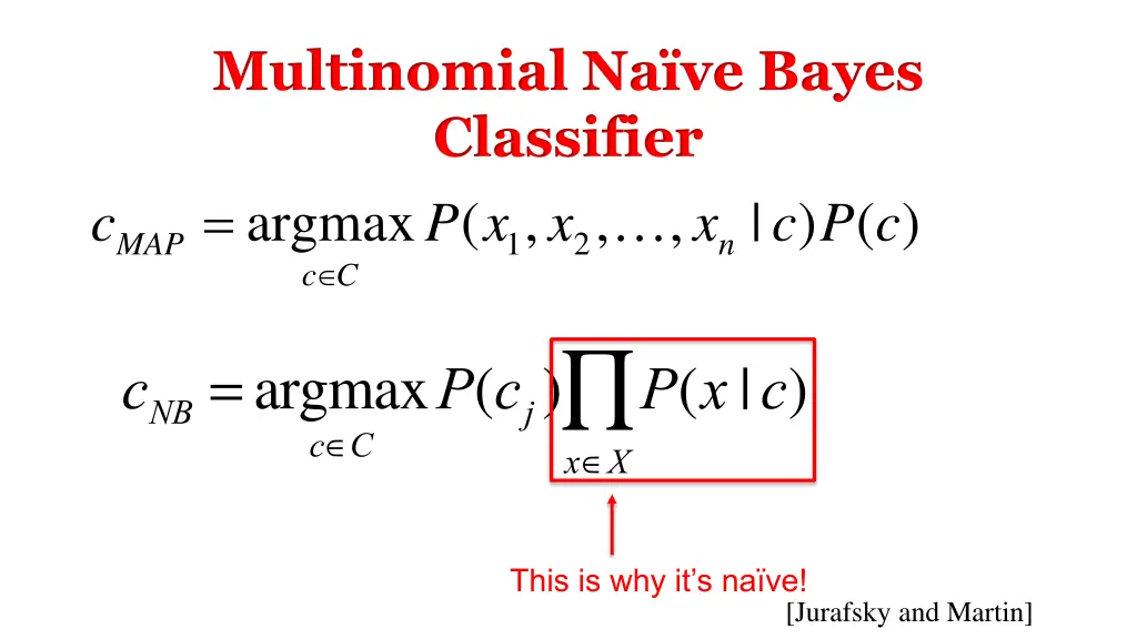 multinomial na ve bayes classifier argmax