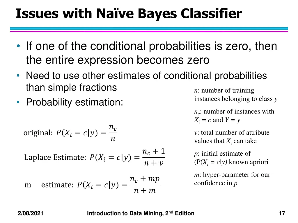 issues with na ve bayes classifier 1