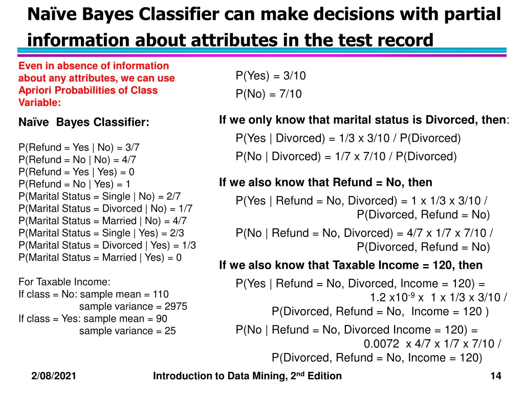 na ve bayes classifier can make decisions with