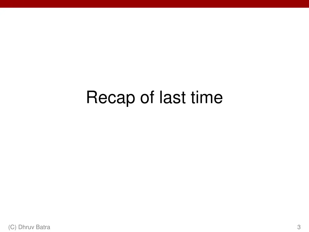 recap of last time