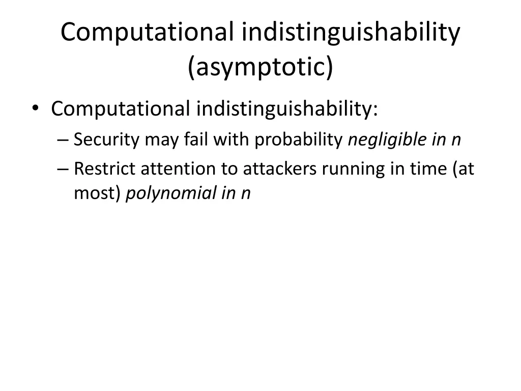 computational indistinguishability asymptotic