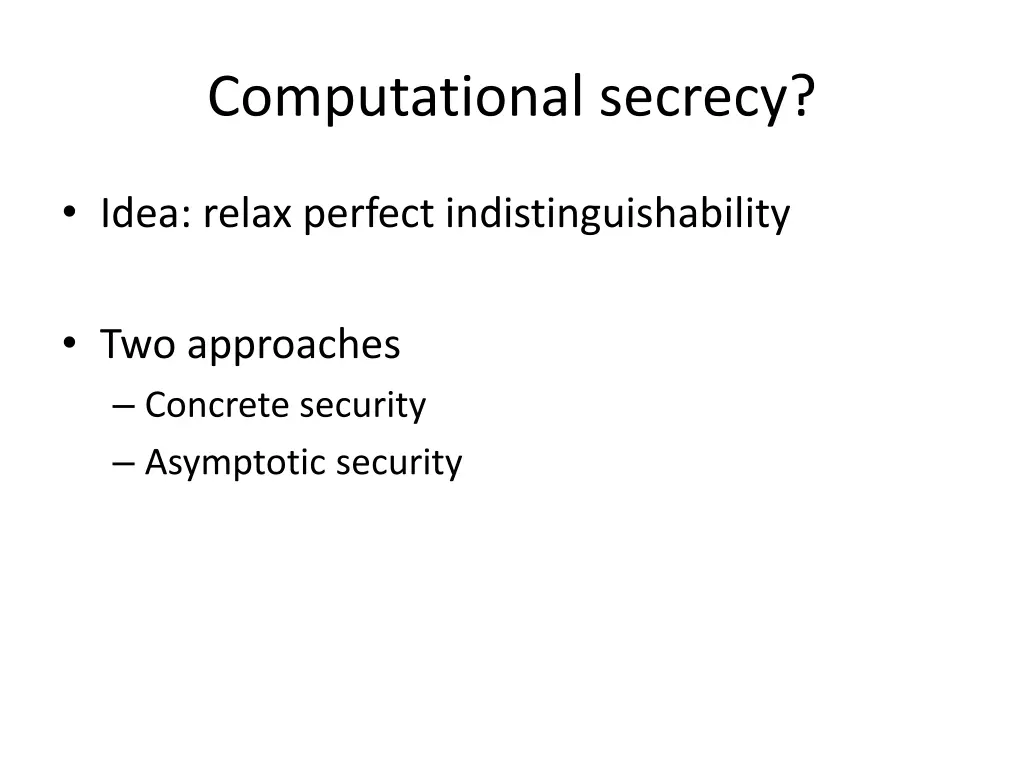computational secrecy 1
