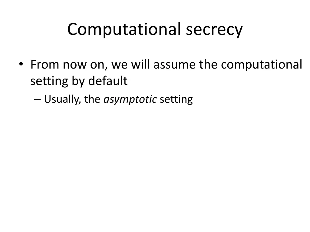 computational secrecy 2