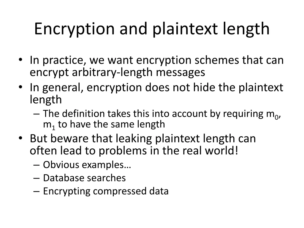 encryption and plaintext length