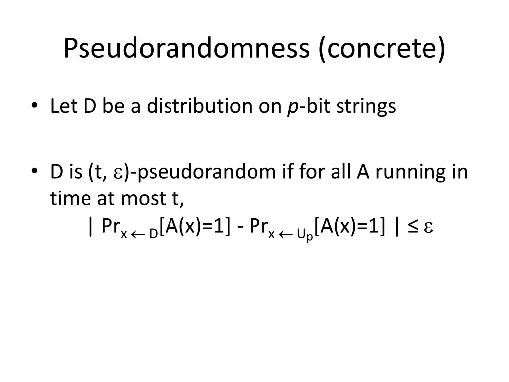pseudorandomness concrete