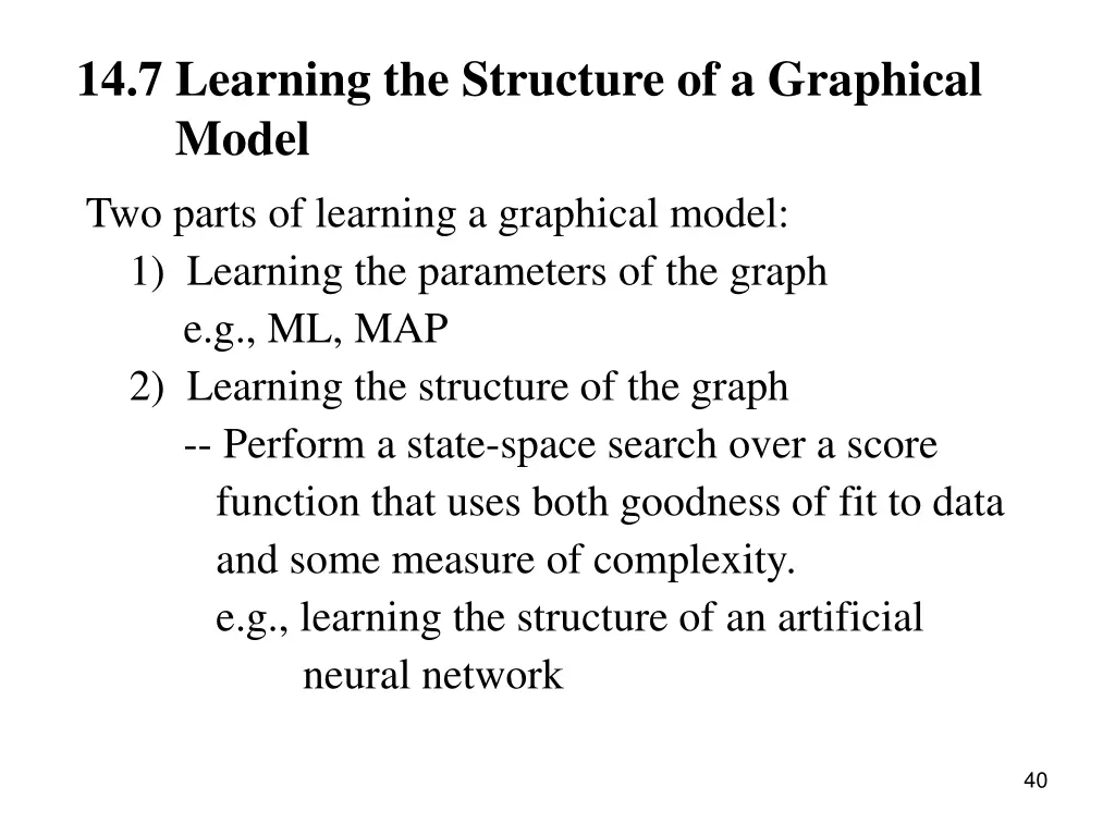 14 7 learning the structure of a graphical model