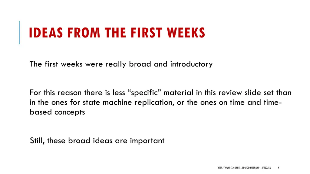 ideas from the first weeks