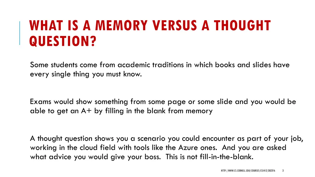 what is a memory versus a thought question