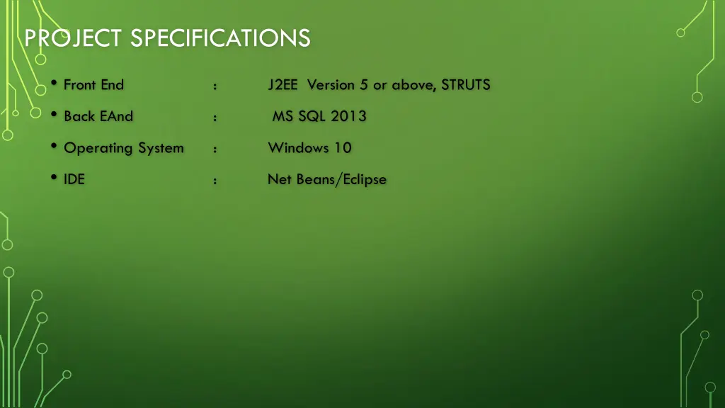 project specifications