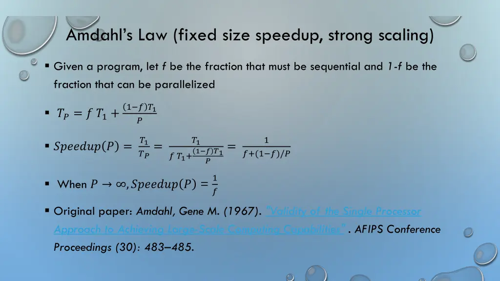 amdahl s law fixed size speedup strong scaling