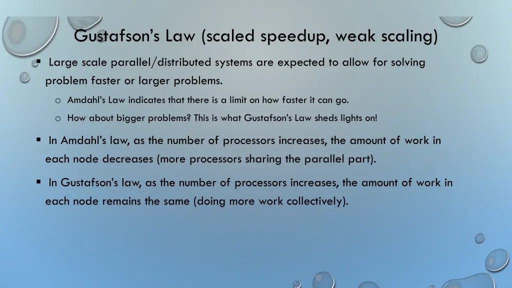 gustafson s law scaled speedup weak scaling