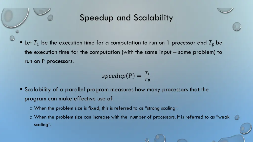 speedup and scalability