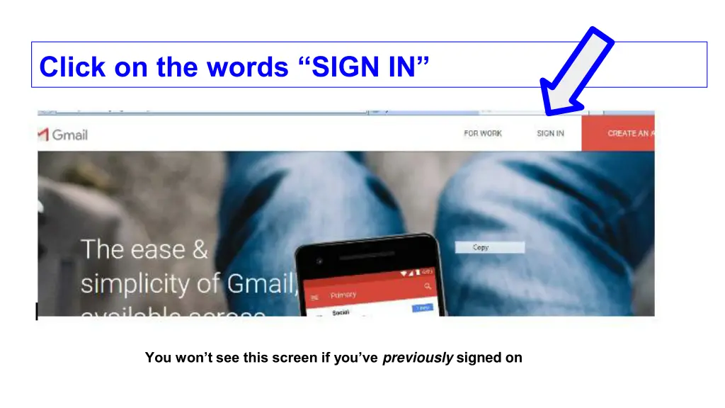 click on the words sign in