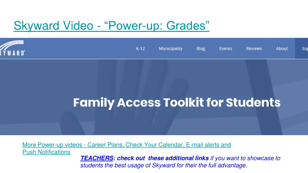 skyward video power up grades