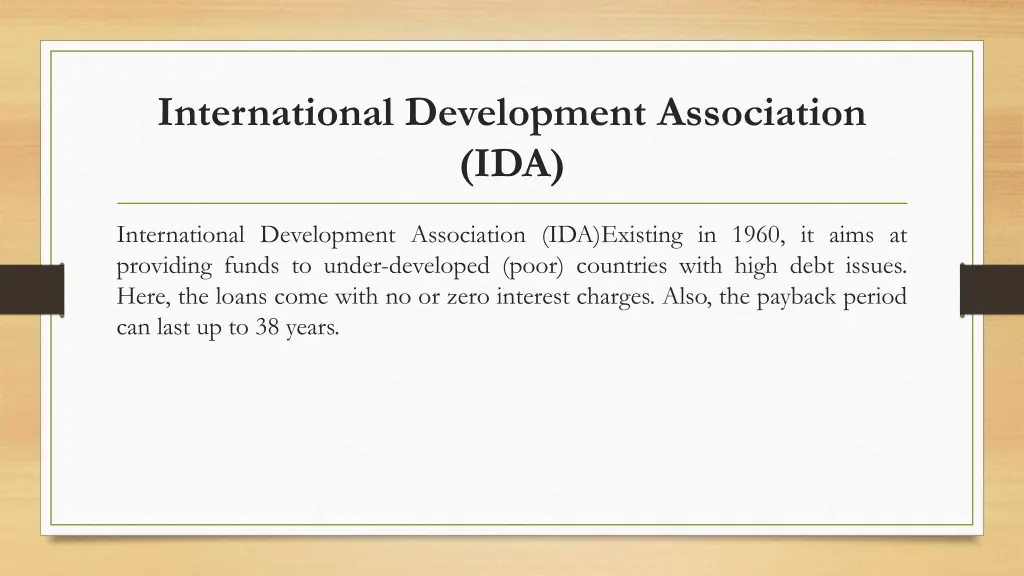 international development association ida
