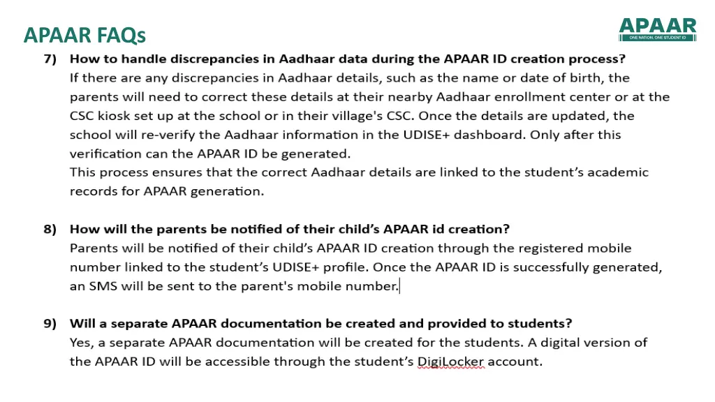 apaar faqs 8