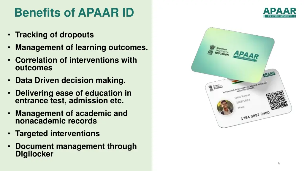 benefits of apaar id