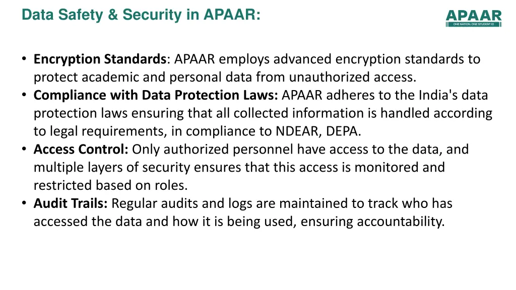 data safety security in apaar