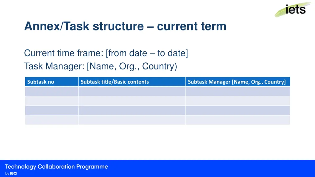 annex task structure current term