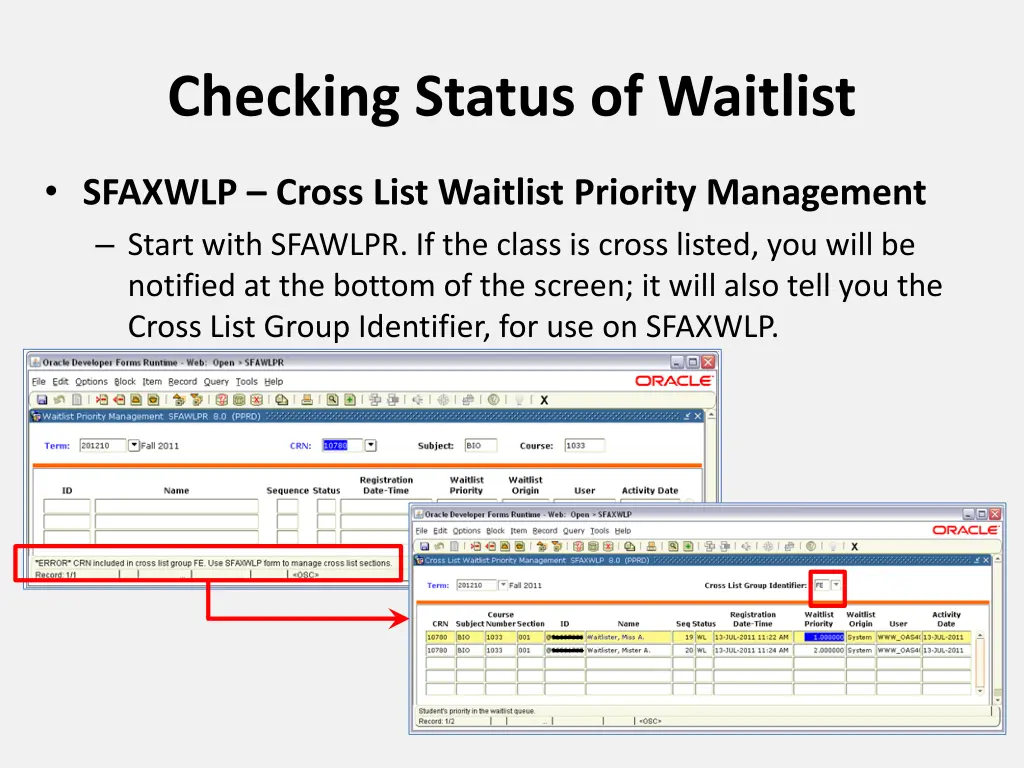 checking status of waitlist 2