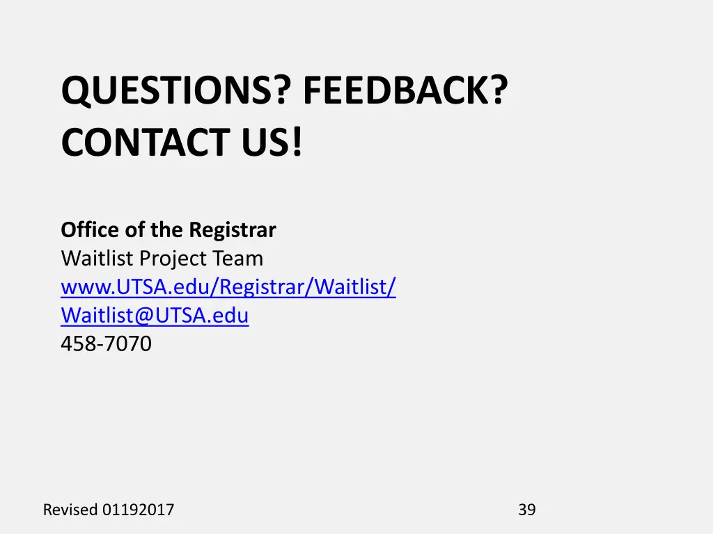 questions feedback contact us