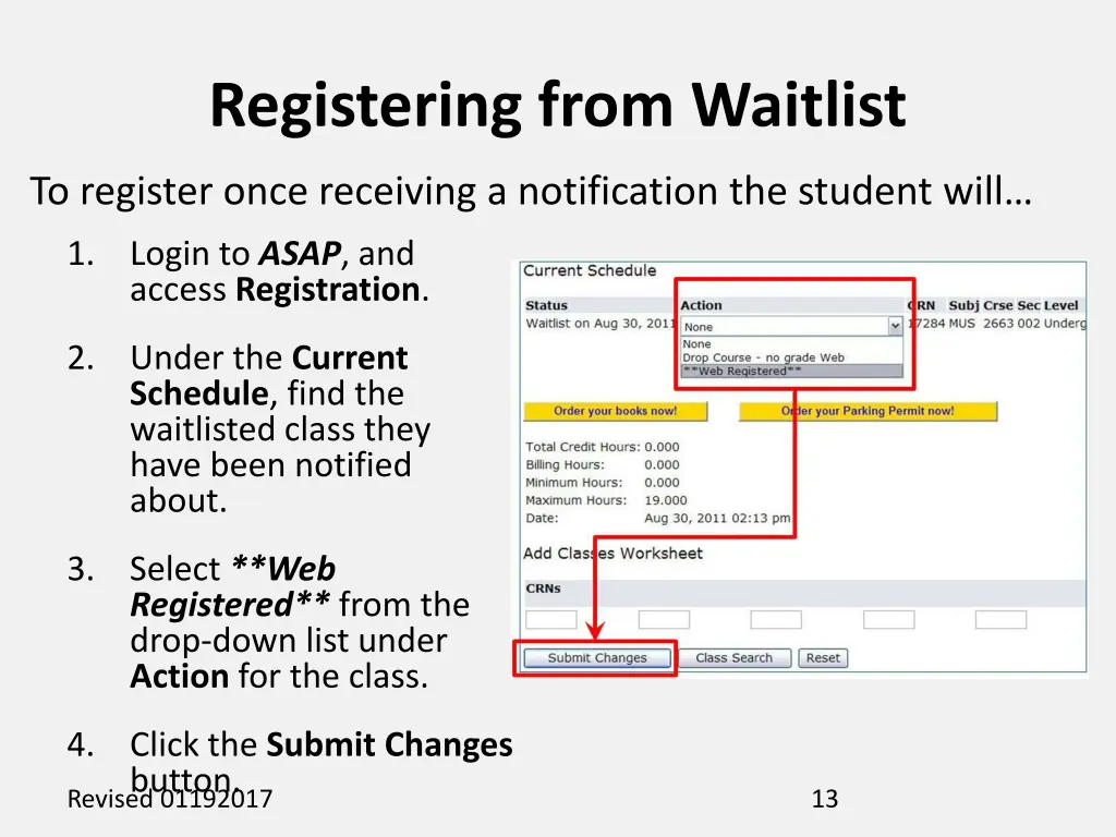 registering from waitlist