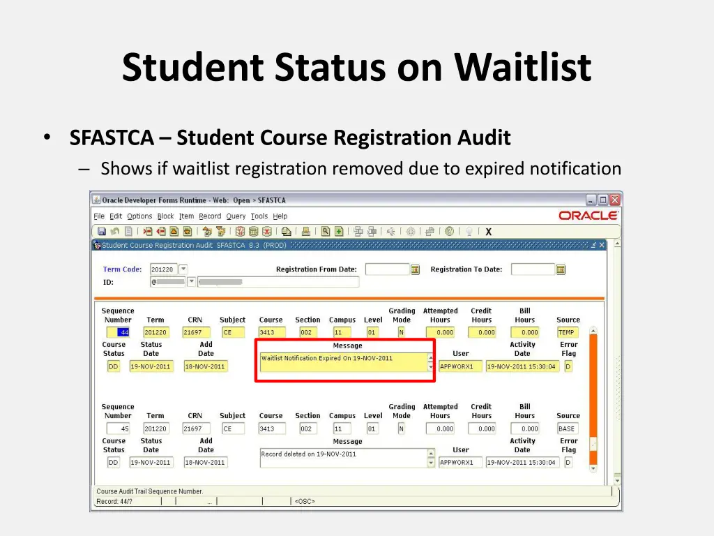 student status on waitlist 1