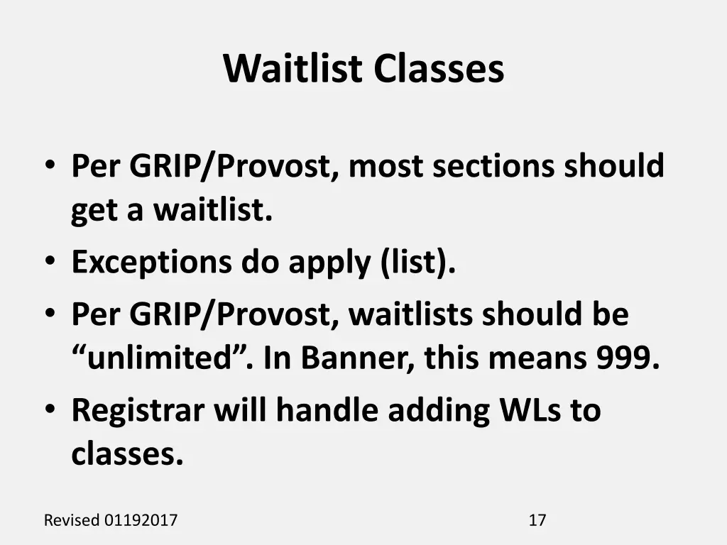 waitlist classes