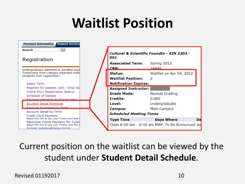waitlist position