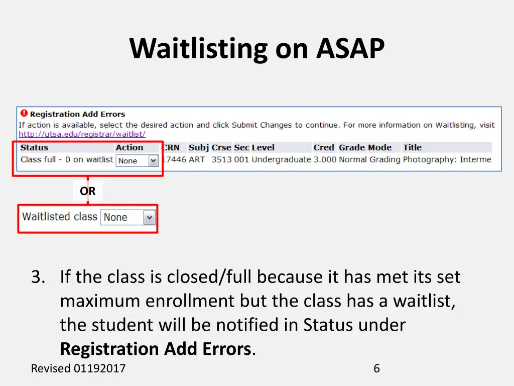 waitlisting on asap 1