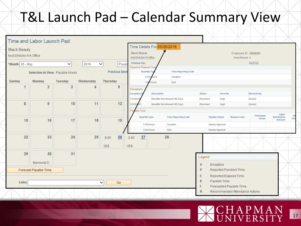 t l launch pad calendar summary view