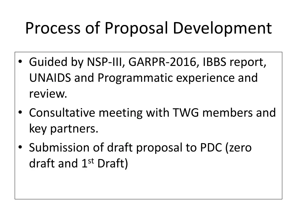 process of proposal development