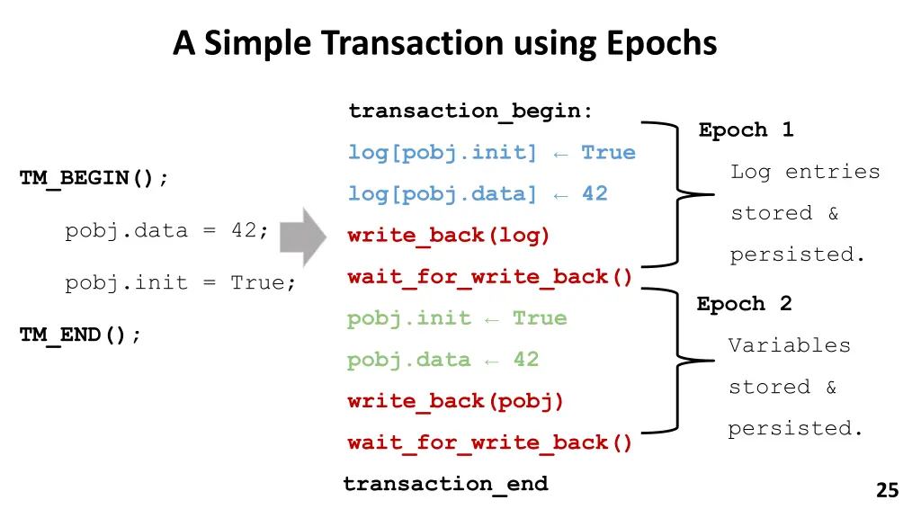 a simple transaction using epochs