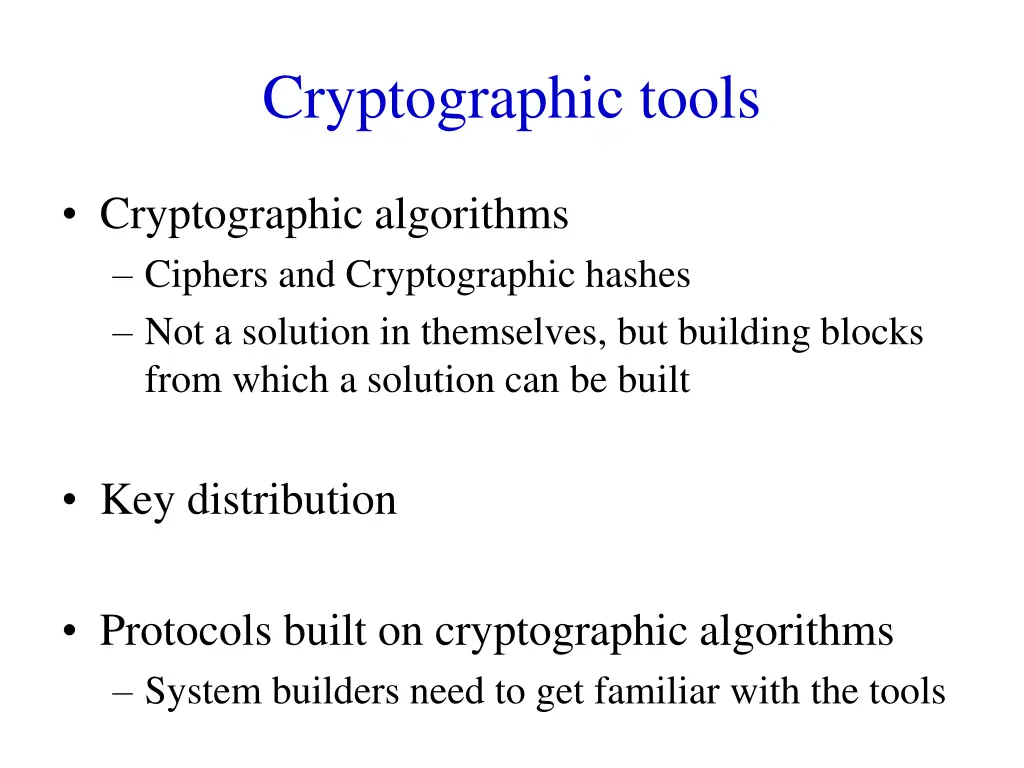 cryptographic tools