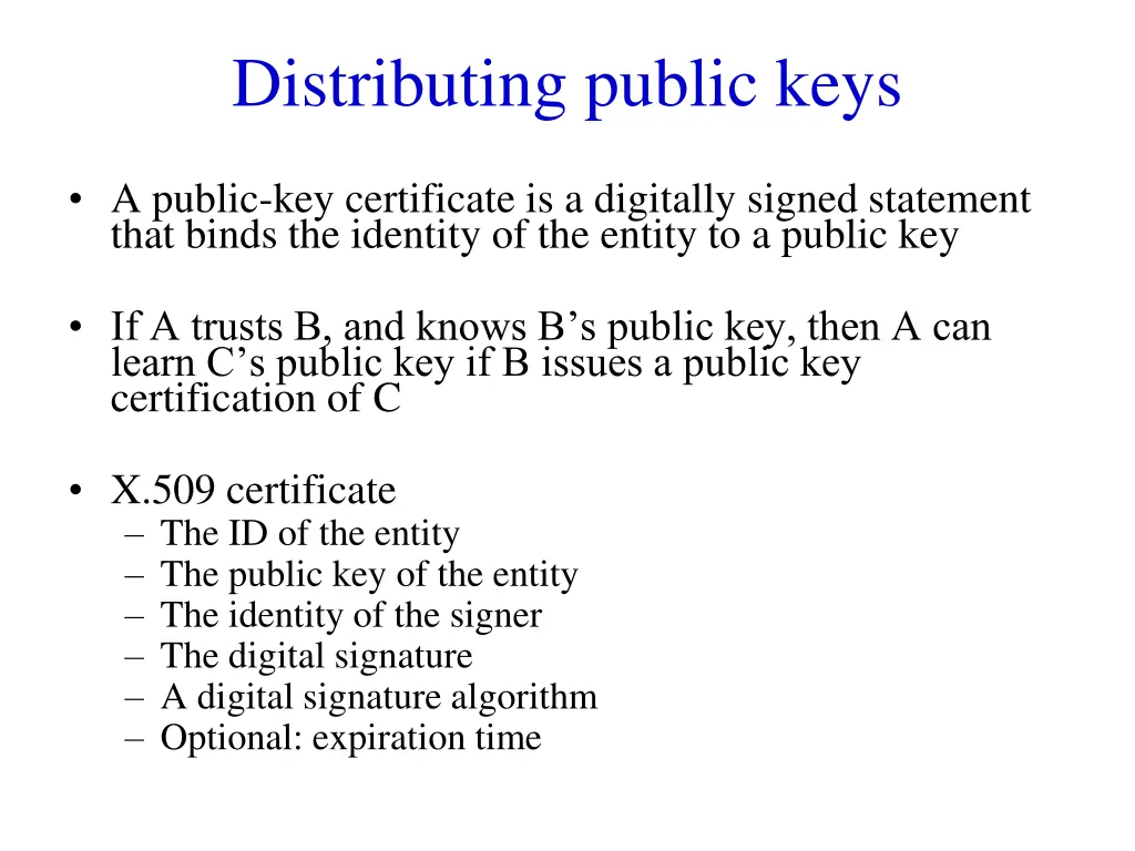 distributing public keys